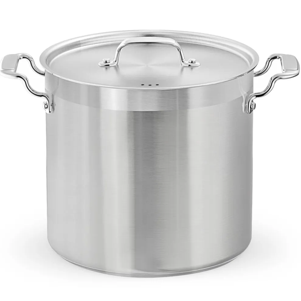 24 Qt Stainless Steel Stockpot, Even Heat, Induction Compatible