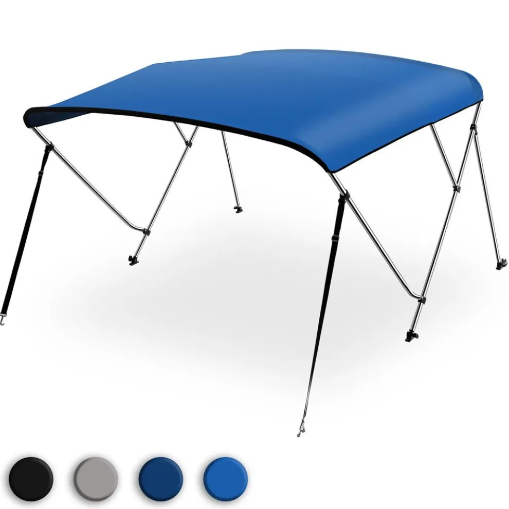 Bimini Top Boat Cover, Waterproof UV-Resistant, 1" Aluminum Frame, Blue