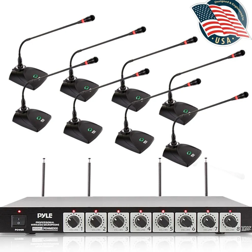 8-Channel Wireless Mic System - Extended Range, Condenser Mics, Rack Mount