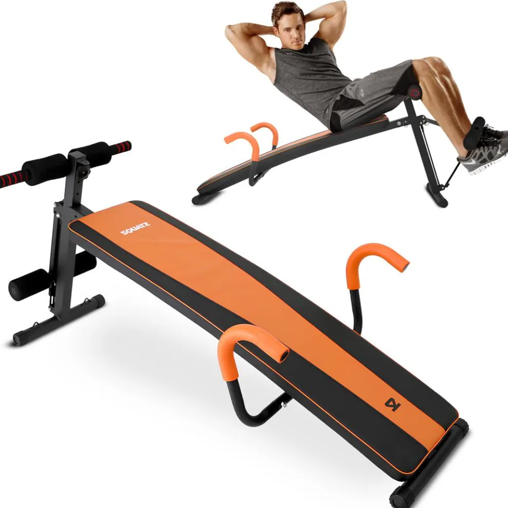 Decline Situp Bench for Abs, 5-Level Adjustable, Steel, Red