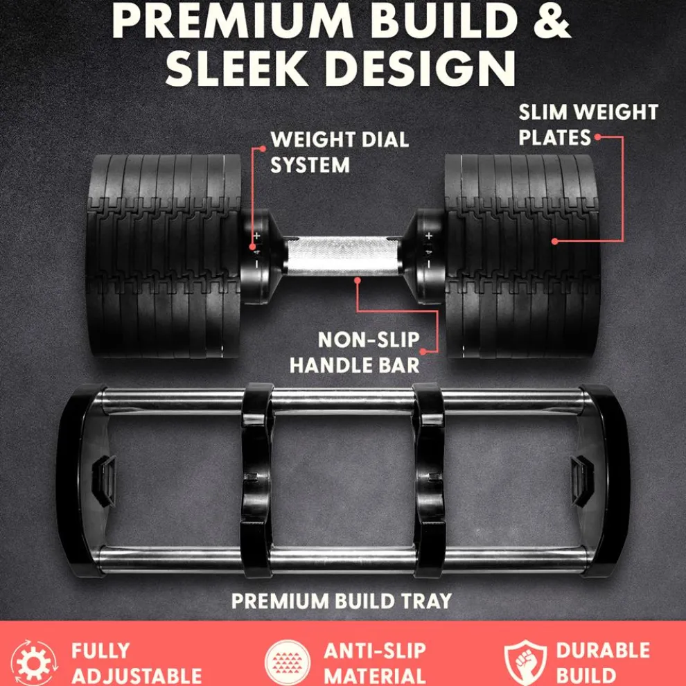 70lb Adjustable Dumbbell, Quick Change, Anti-Slip Metal Handle