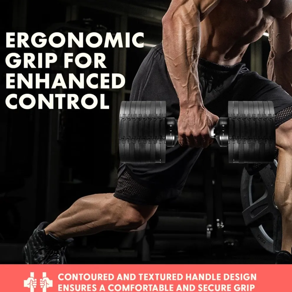 70lb Adjustable Dumbbell, Quick Change, Anti-Slip Metal Handle