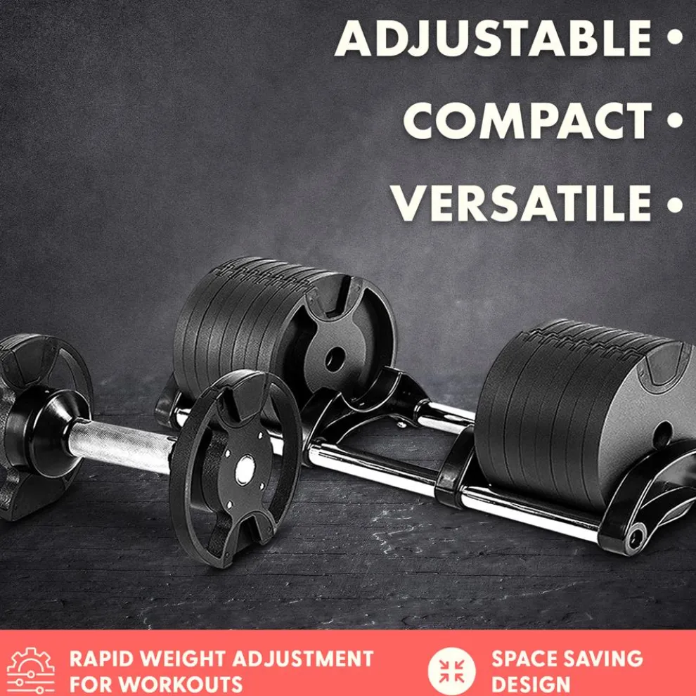 70lb Adjustable Dumbbell, Quick Change, Anti-Slip Metal Handle