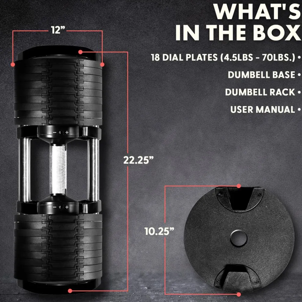 70lb Adjustable Dumbbell, Quick Change, Anti-Slip Metal Handle