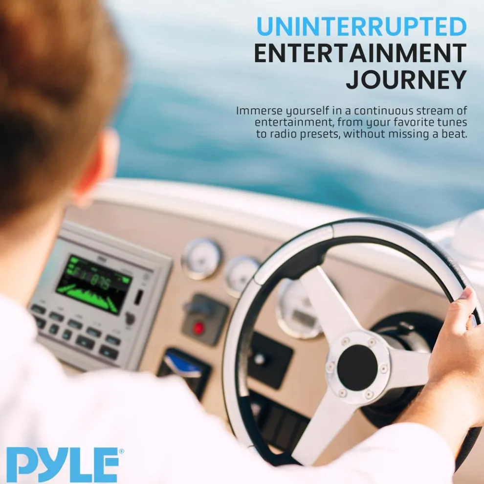 Marine Stereo Receiver Kit, Bluetooth, Double DIN, LCD Display, White