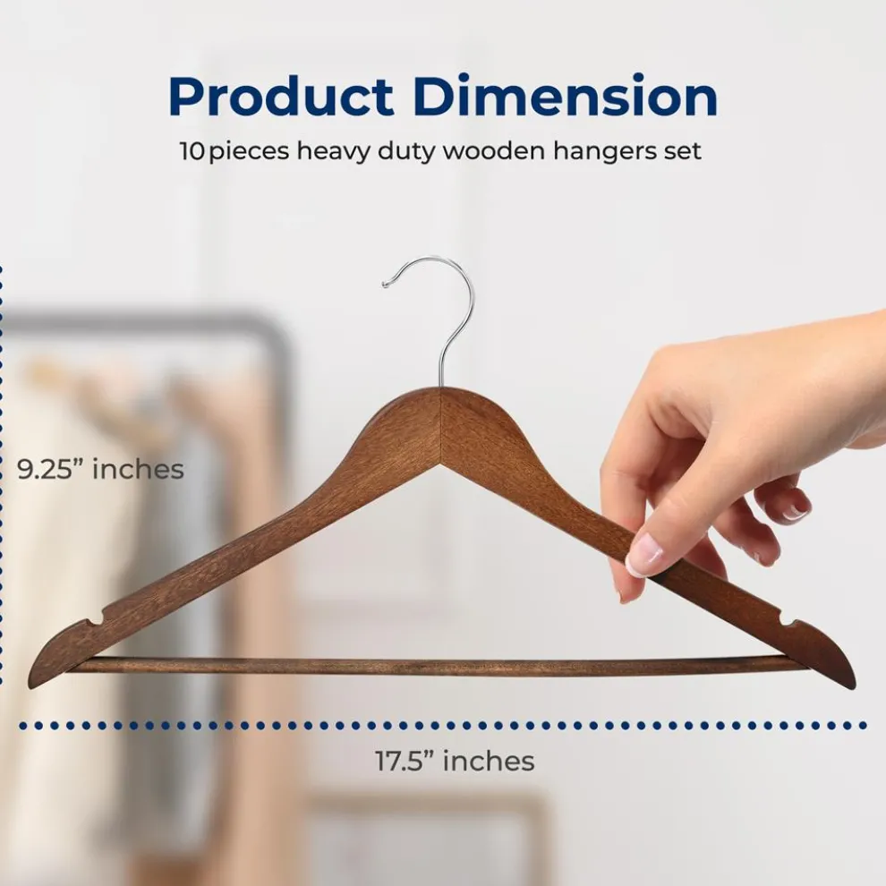 10-Pack Vintage Wooden Hangers - Space-Saving, 360¬∞ Swivel Hook