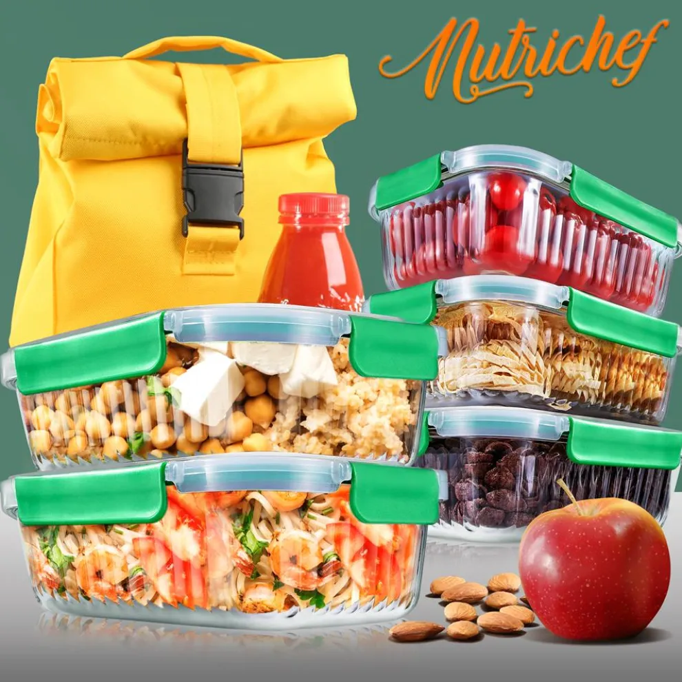 10-Piece Glass Food Storage Set - Leakproof Airtight Lids, Oven Safe