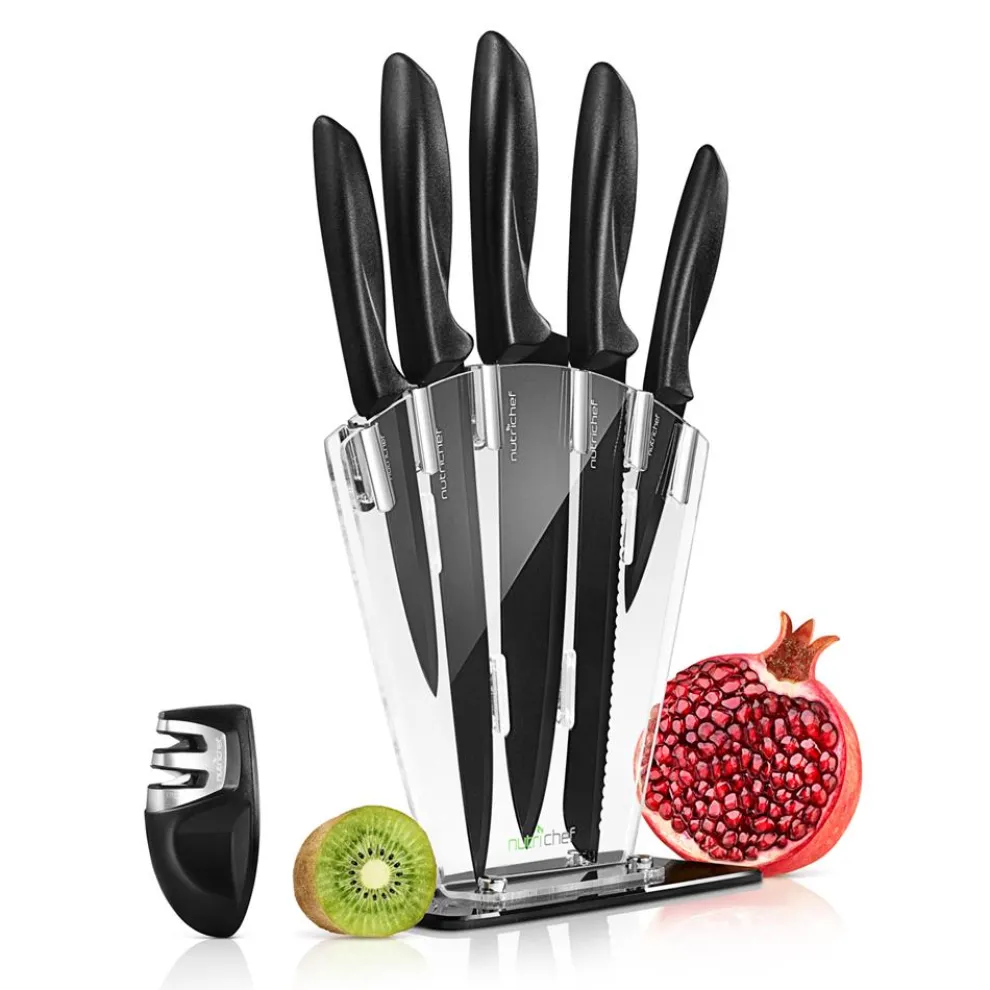 7-Piece Knife Set for Precision Cutting, Stainless Steel, Acrylic Stand