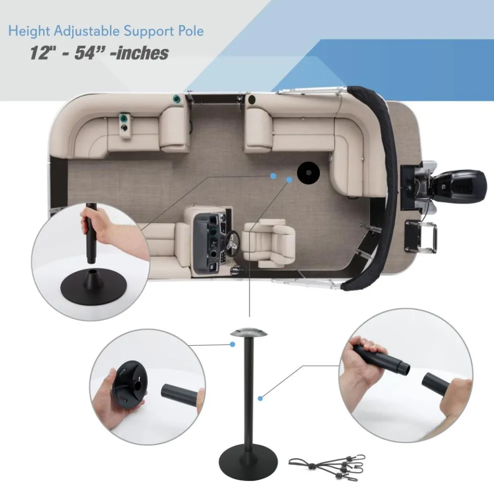 Pontoon Boat Cover, Sun Protection, Waterproof Marine Canvas, 21-24ft