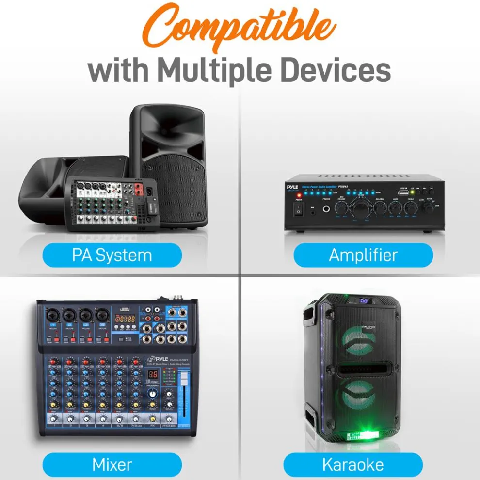 Portable UHF Wireless Mic System - 4 Mics, Bluetooth, Battery Operated