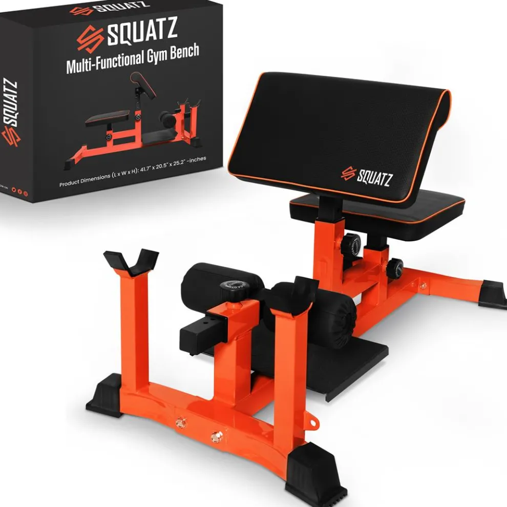 Sissy Squat Machine - Build Muscle - Heavy-Duty Steel - Black & Orange
