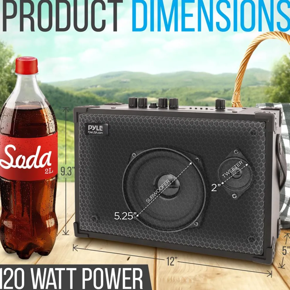 Vintage Bluetooth Speaker, 120W Bass, Rechargeable, Leather, TWS, FM Radio