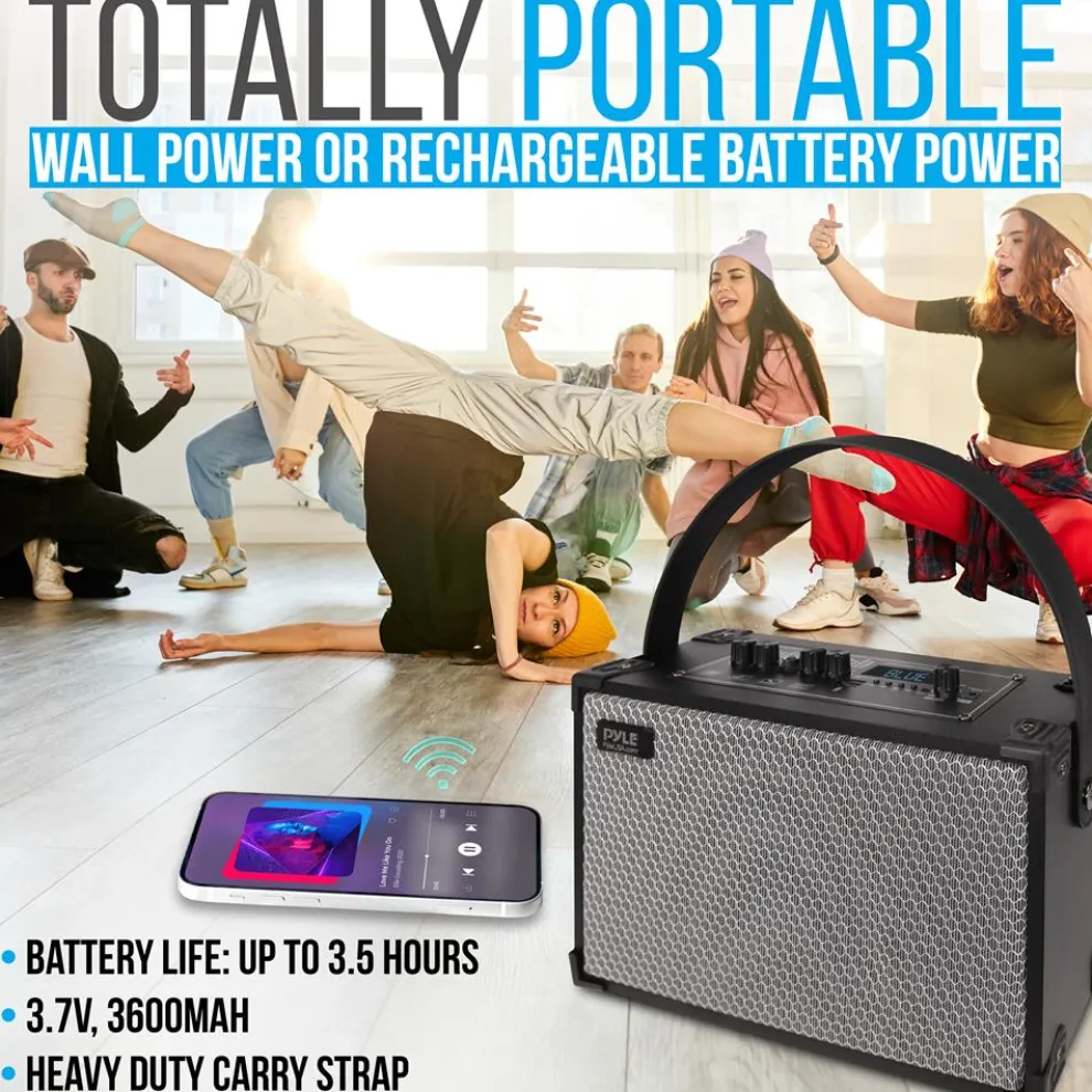 Vintage Bluetooth Speaker, 120W Bass, Rechargeable, Leather, TWS, FM Radio