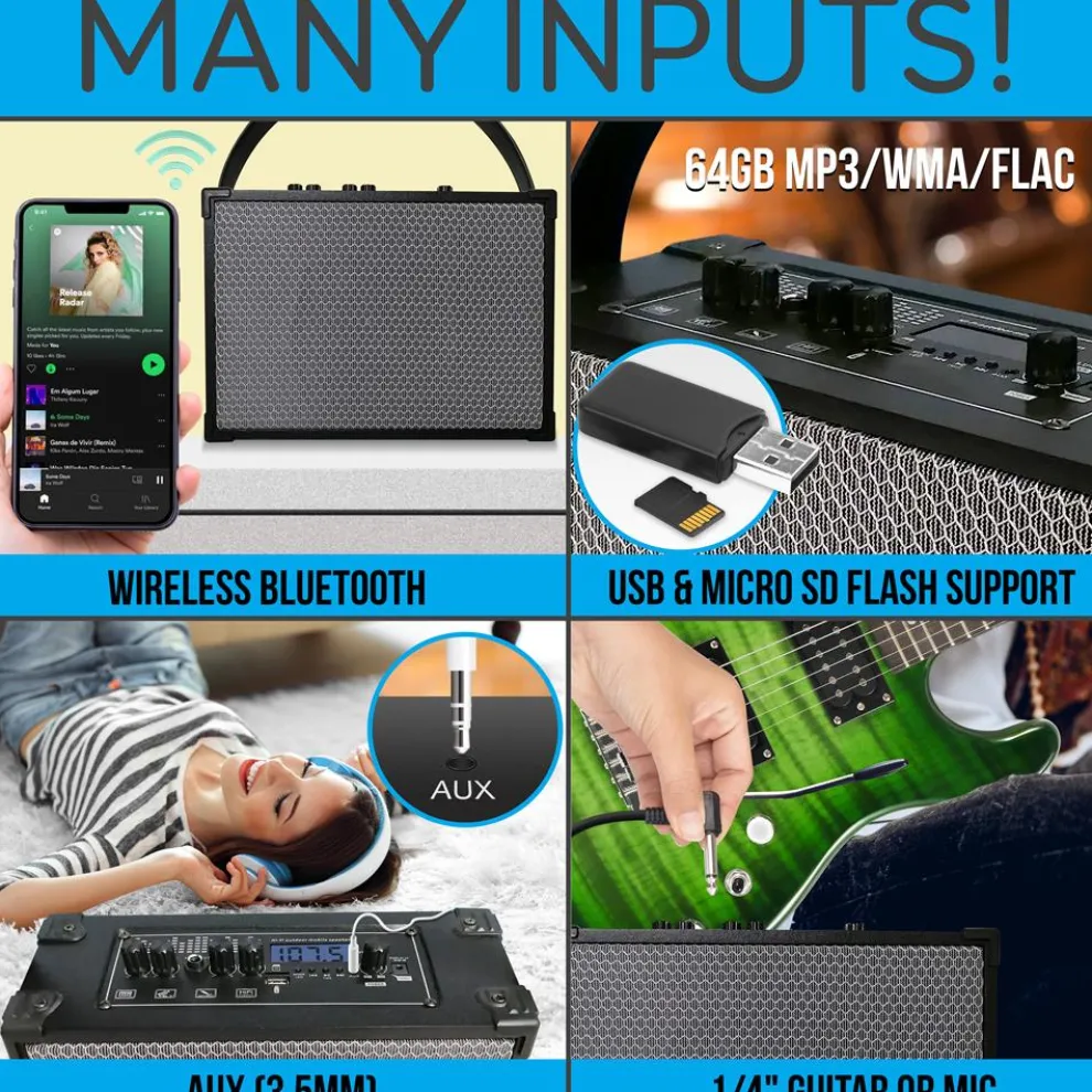 Vintage Bluetooth Speaker, 120W Bass, Rechargeable, Leather, TWS, FM Radio