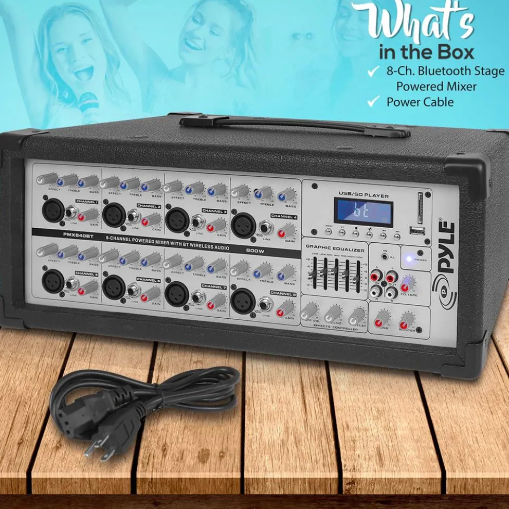 800W Bluetooth Stage Mixer - Pro Audio Sound, MP3/USB/SD, LCD Display