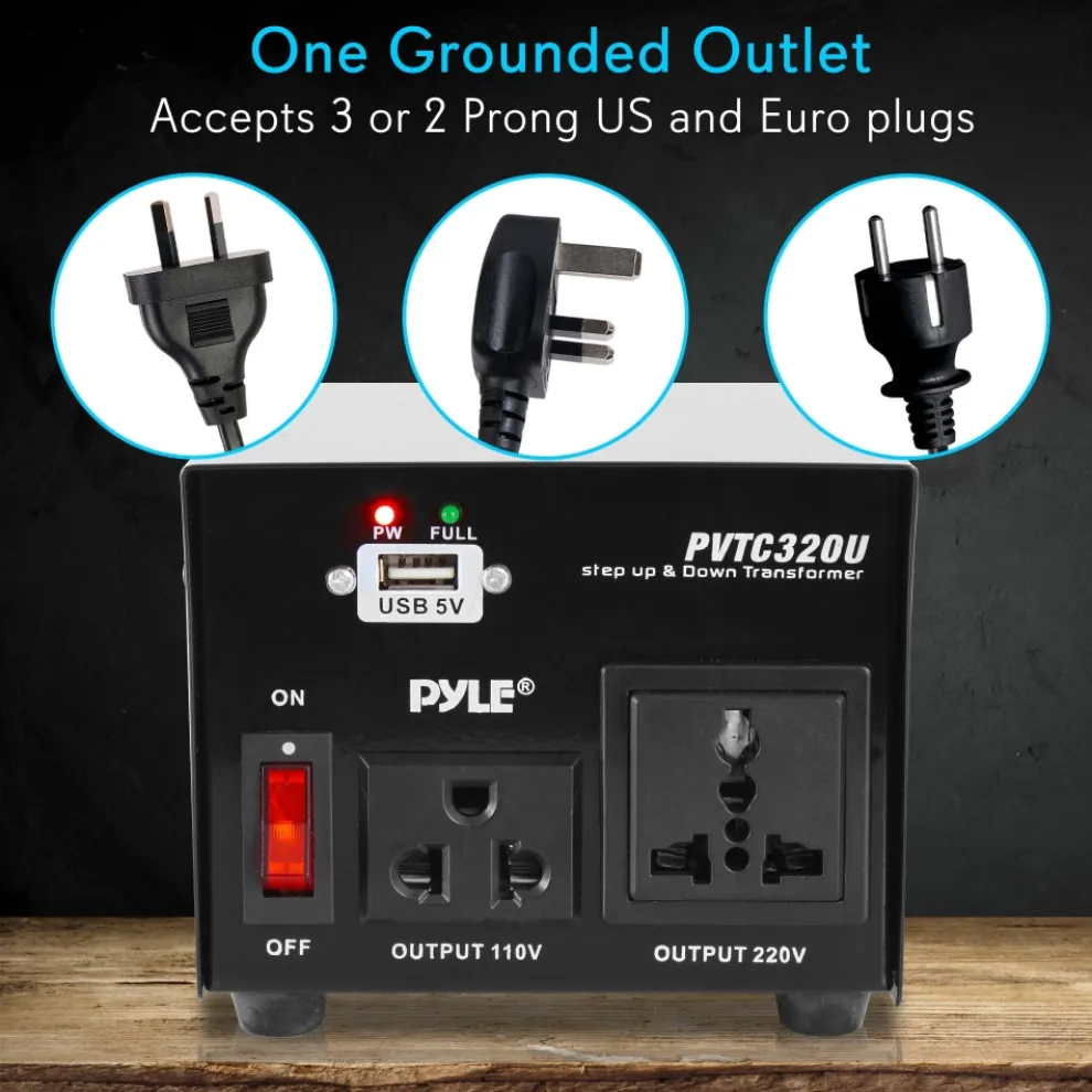 500W Voltage Converter Transformer, USB Port, Metal Housing, Compact