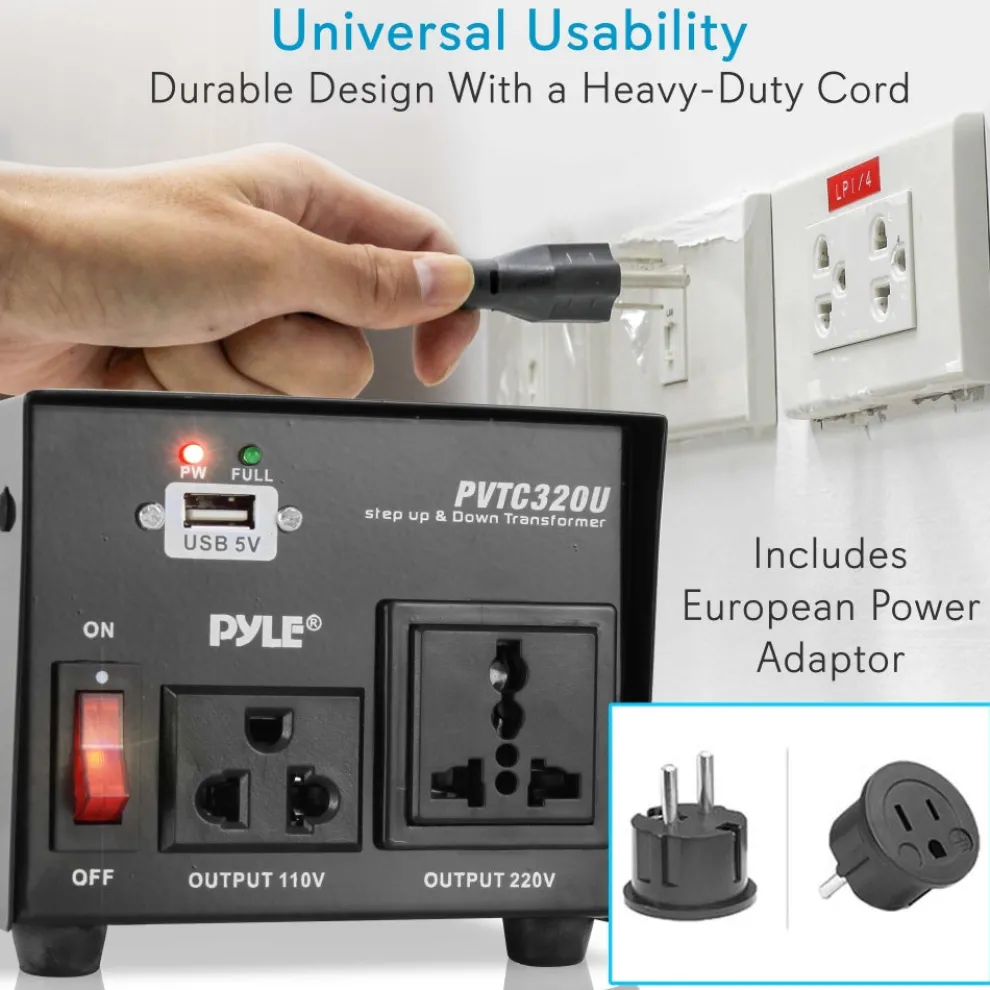 500W Voltage Converter Transformer, USB Port, Metal Housing, Compact