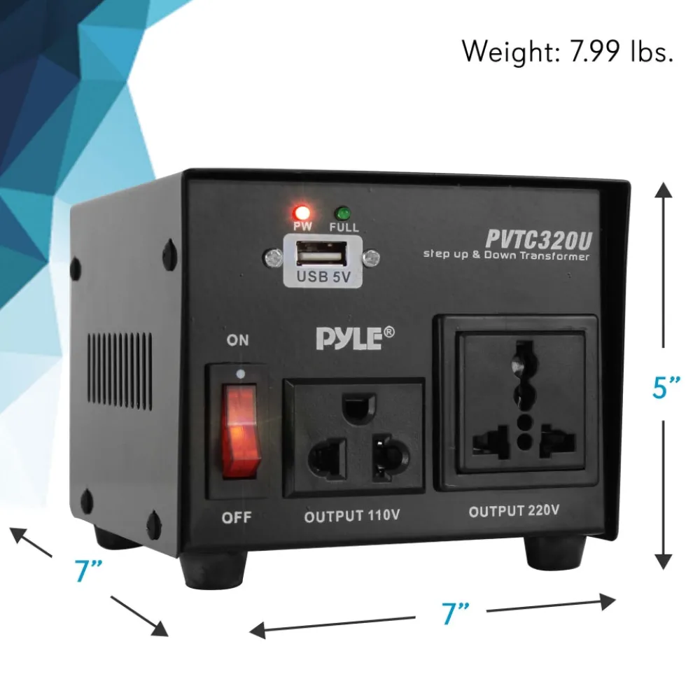 500W Voltage Converter Transformer, USB Port, Metal Housing, Compact