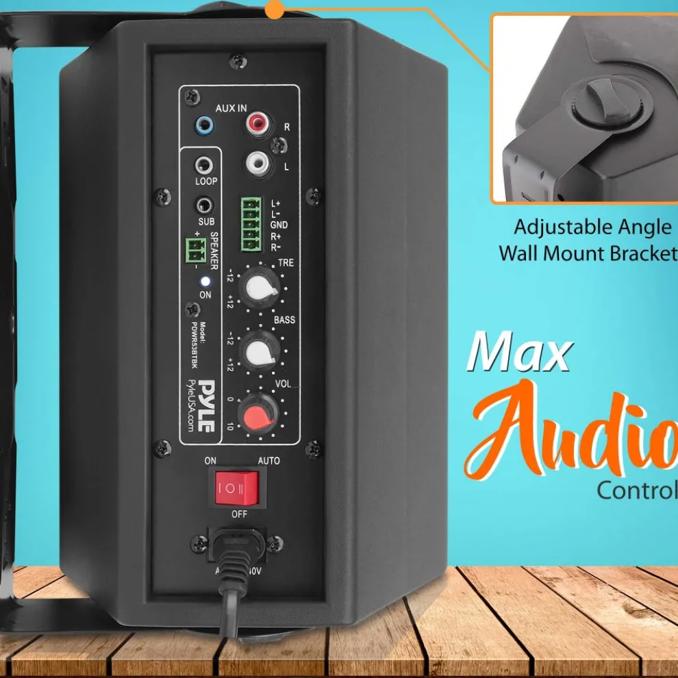 Wall Mount Speaker System - Bluetooth, 300W, 2-Way Stereo, Indoor Use