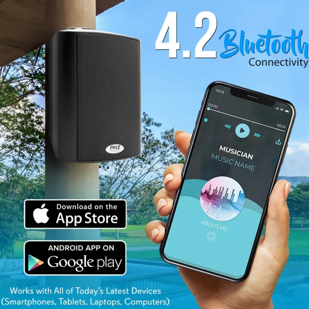 Wall Mount Speaker System - Bluetooth, 300W, 2-Way Stereo, Indoor Use