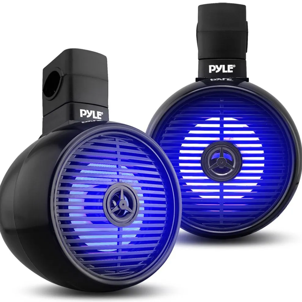 Waterproof Bluetooth Marine Speakers 200W LED Lights 6.5" 2-Way System