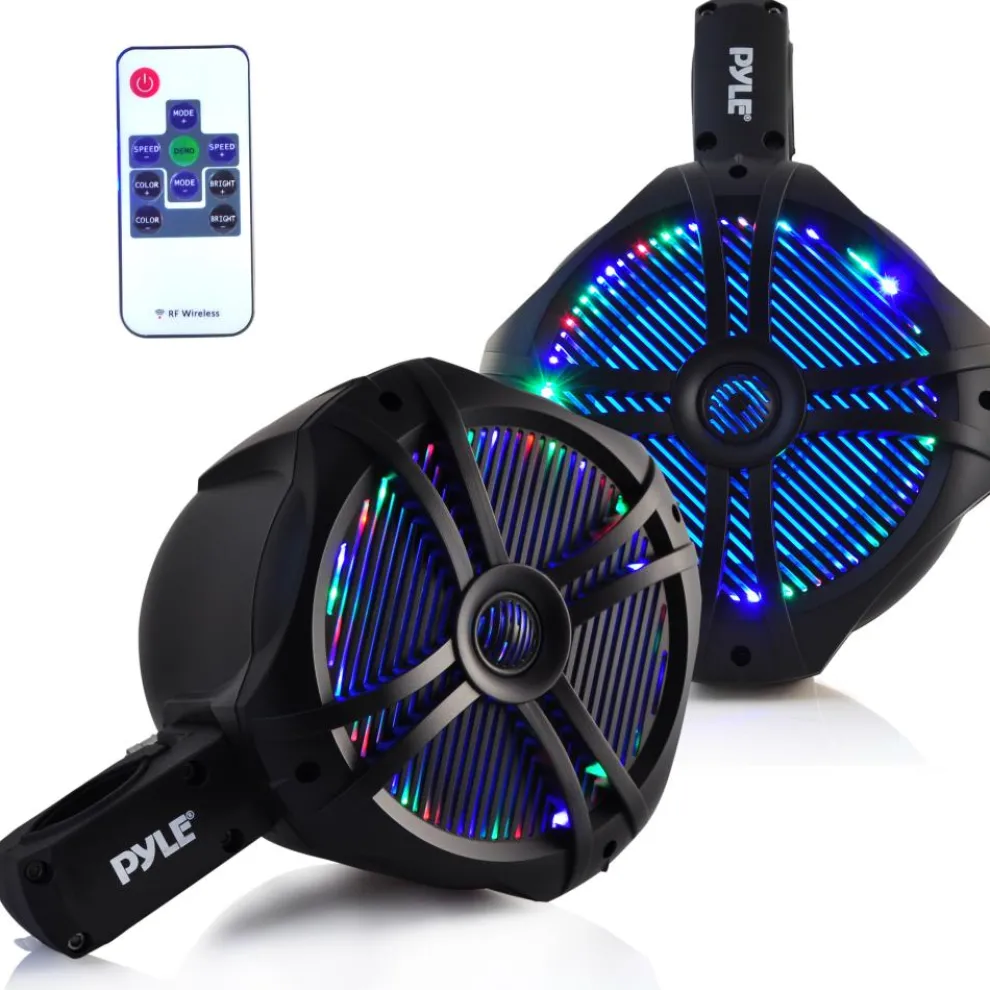 Waterproof Marine Speakers 260W LED Lights 8" Dual Subwoofer