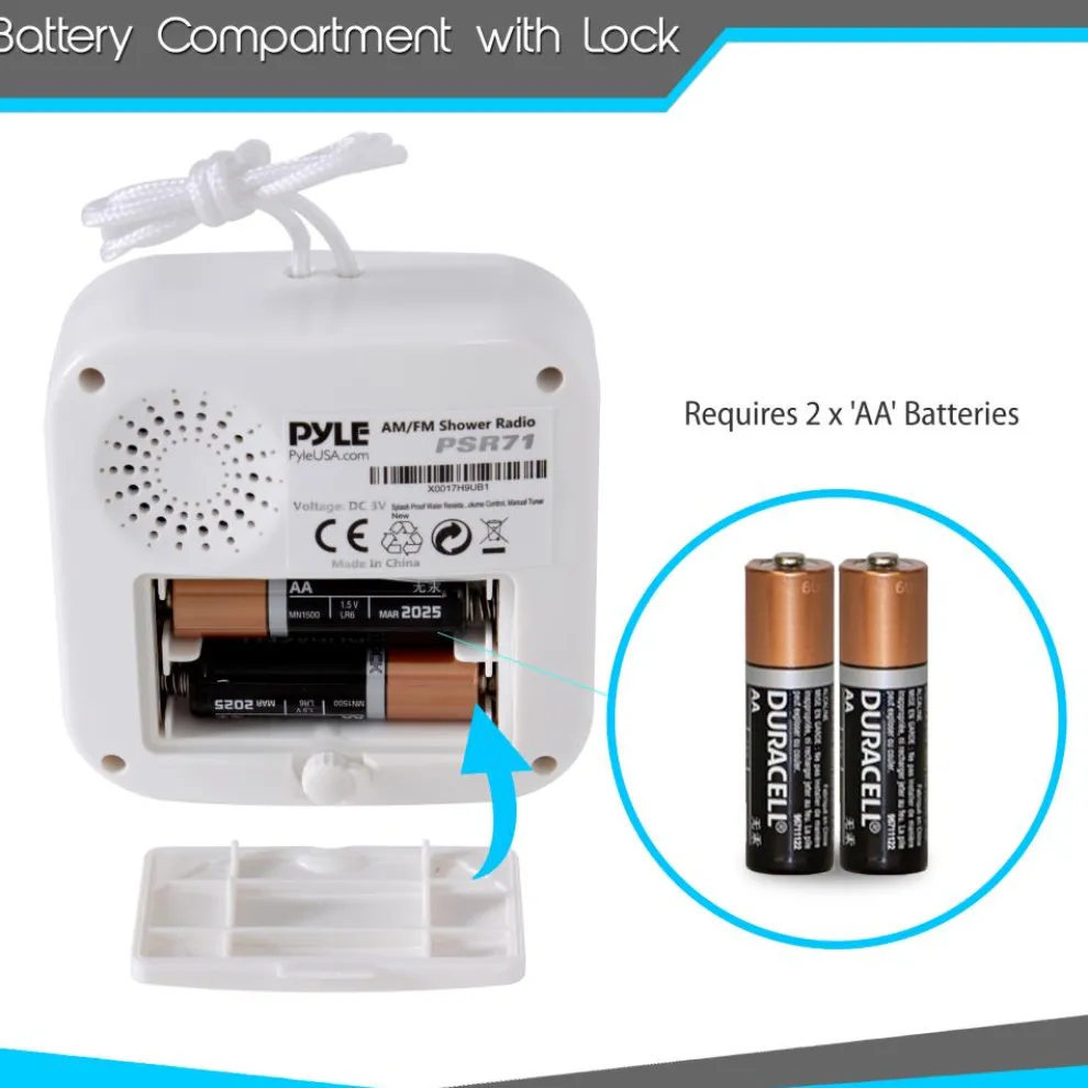 Waterproof Shower Radio - Portable AM/FM with Hanging Strap