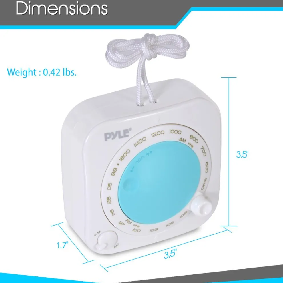 Waterproof Shower Radio - Portable AM/FM with Hanging Strap