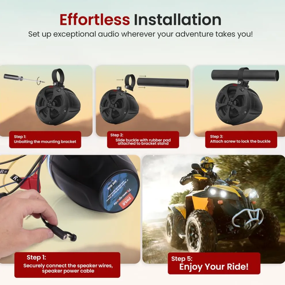 2-Way Waterproof Off-Road Speakers 800W Marine Grade, 4