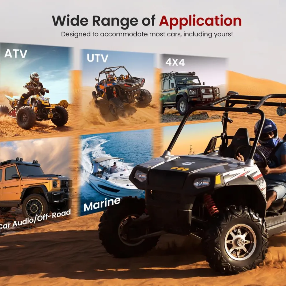 2-Way Waterproof Off-Road Speakers 800W Marine Grade, 4