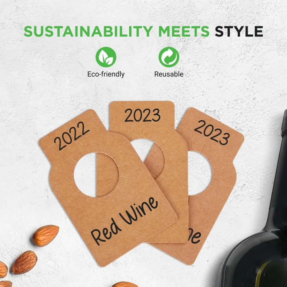 Wine Bottle Tags, Customizable Brown Paper, 200 Pcs for Cellar Collection